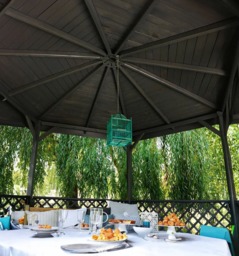 Rackhams Lora Wooden Gazebo 3.2m Diameter Timber Garden Pavilion with Trellis - thumbnail 4