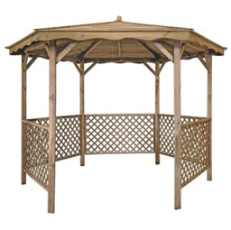 Rackhams Lora Wooden Gazebo 3.2m Diameter Timber Garden Pavilion with Trellis - thumbnail 2