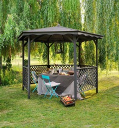 Rackhams Lora Wooden Gazebo 3.2m Diameter Timber Garden Pavilion with Trellis - thumbnail 3