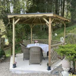 Rackhams Lora Wooden Gazebo 3.2m Diameter Timber Garden Pavilion with Trellis - thumbnail 1
