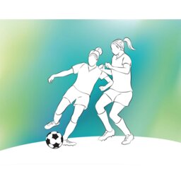 Rackhams Girls Playing Football Wall Mural - Green - Medium - W300cm x H240cm - thumbnail 2
