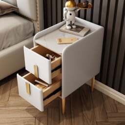Rackhams Silva Bedside Table, Multiple Colors - Light Grey - 40cm - thumbnail 3