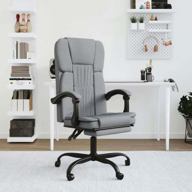 Rackhams Reclining Office Chair Light Grey Fabric