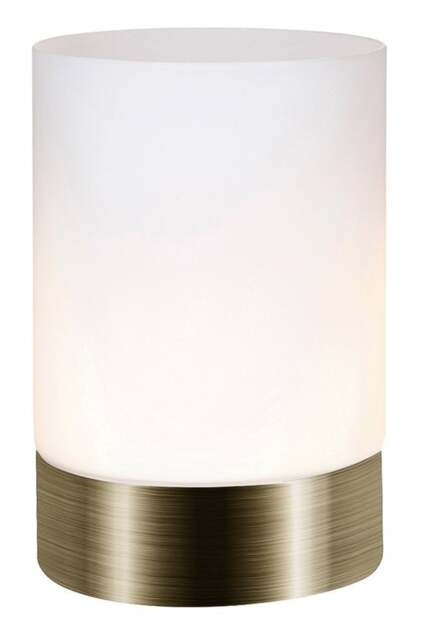 Rackhams Small Antique Brass Touch Dimmable Table Lamp with Frosted Glass Shade
