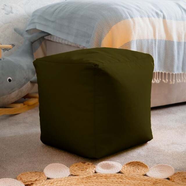 Rackhams Waterproof Cube Indoor Outdoor Bean Bag Foot Stool Pouffe - Brown - image 1