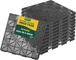 Rackhams My Garden Interlocking Decking Tiles Outdoor - 30x30cm 10 Pack Garden Plastic Tiles Weather-Resistant, Easy Install - Brown - thumbnail 2