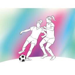 Rackhams Girls Playing Football Wall Mural - Blue - Medium - W300cm x H240cm - thumbnail 2