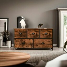 Rackhams Chest of Drawers with Wooden Top and Front with Fabric Drawers - thumbnail 3