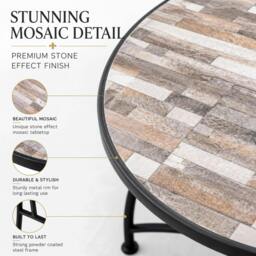 Rackhams Oasis Mosaic Bistro Set 3 Piece Outdoor Garden Furniture Set with 2 Folding Chairs and Round Table for Balcony Dining - 3 Piece - thumbnail 2