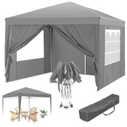 Rackhams Premium 3x3m Grey Pop-Up Gazebo with Side Panels - Grey