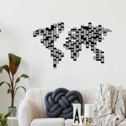 Rackhams Modern Metal Wall Art Pixel Home Ornament Decorative Minimalist Design Hanging Wall Sculpture, Black - Metal - Black - thumbnail 2