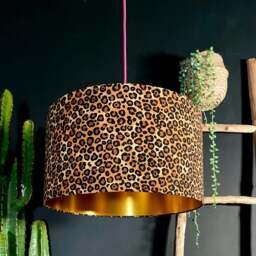 "Rackhams Wild Leopard Print Lampshade With Gold Lining - Ceiling Pendant / Arc Lamp - 30cm Diameter x 30cm Height / (12"" x 12"")"