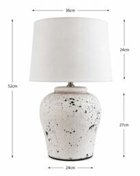 Rackhams White Distressed Ceramic Table Lamp with Plain Shade (G2124 Plain) - White - thumbnail 3