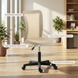 Rackhams Armless Office Chair, Swivel Desk Chair w/ Adjustable Height - Yes - Office Chair - Beige - thumbnail 4