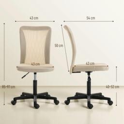 Rackhams Armless Office Chair, Swivel Desk Chair w/ Adjustable Height - Yes - Office Chair - Beige - thumbnail 3