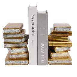 Rackhams Antique Gold Book Theme Bookends - thumbnail 1