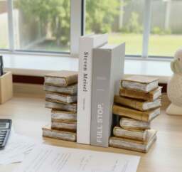 Rackhams Antique Gold Book Theme Bookends - thumbnail 2
