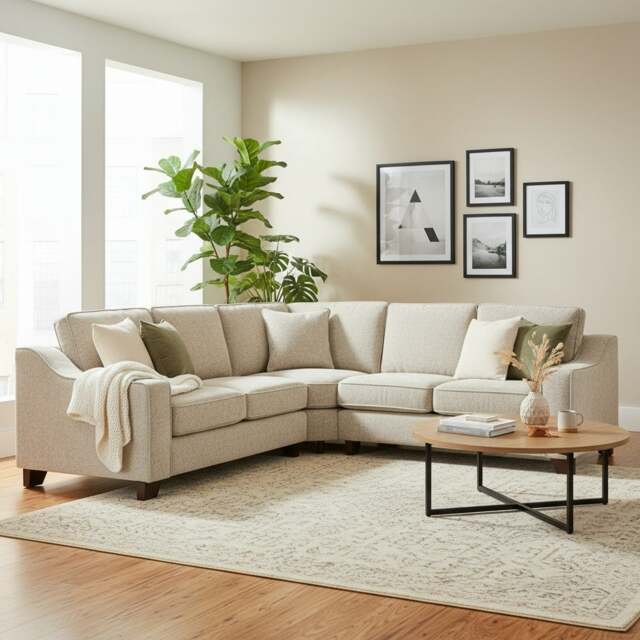 Rackhams Nebraska Beige 5 Seater Corner Sofa Full Back - image 1