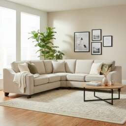 Rackhams Nebraska Beige 5 Seater Corner Sofa Full Back - thumbnail 1