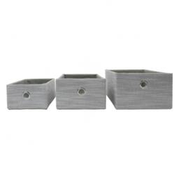 Rackhams Serena Rectangular Fabric Storage Baskets for Home Organisation, Set of 3, Light Grey - thumbnail 3