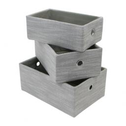 Rackhams Serena Rectangular Fabric Storage Baskets for Home Organisation, Set of 3, Light Grey - thumbnail 5