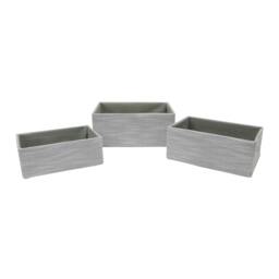 Rackhams Serena Rectangular Fabric Storage Baskets for Home Organisation, Set of 3, Light Grey - thumbnail 4