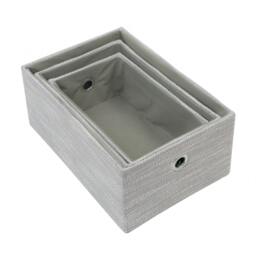 Rackhams Serena Rectangular Fabric Storage Baskets for Home Organisation, Set of 3, Light Grey - thumbnail 2