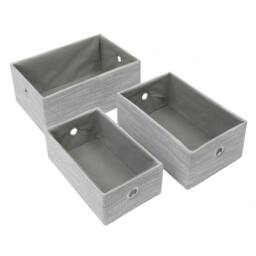 Rackhams Serena Rectangular Fabric Storage Baskets for Home Organisation, Set of 3, Light Grey