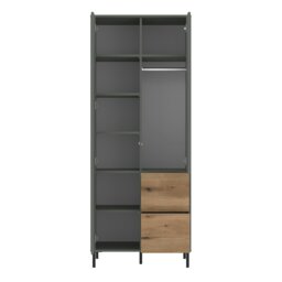 Rackhams Darwin Wardrobe 2 Door 2 Drawer in Green/Oak - Green - Malemine - 1 - thumbnail 2