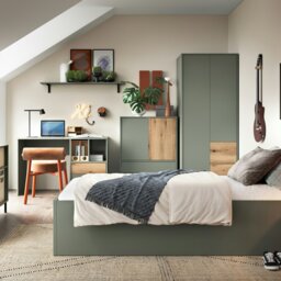 Rackhams Darwin Wardrobe 2 Door 2 Drawer in Green/Oak - Green - Malemine - 1 - thumbnail 4