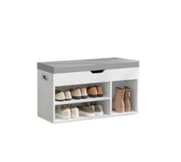 Rackhams White Shoe Storage Bench with Cushion, Hidden Compartment & 3 Shelves, 150kg Capacity - thumbnail 4