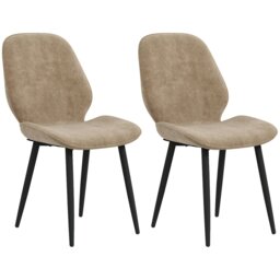 Rackhams Dining Chairs Set of 2 Upholstered Kitchen Chairs w/ Metal Legs Grey - Brown