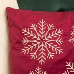 Rackhams 44cm Burgundy & Gold Snowflake Soft Christmas Cushion - thumbnail 3