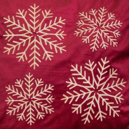 Rackhams 44cm Burgundy & Gold Snowflake Soft Christmas Cushion - thumbnail 4