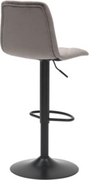 Rackhams Verona Velvet Kitchen Bar Stools, Matt Black Stem & Base, Height Adjustable Gas Lift With Backrest, Breakfast Bar Stool - Grey - thumbnail 3