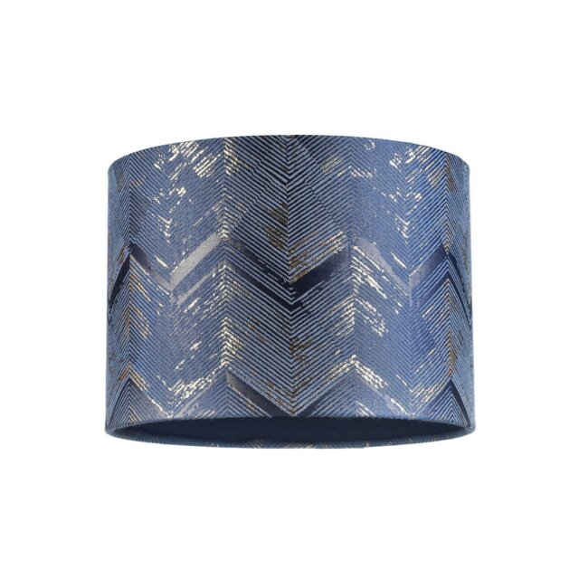 Rackhams Contemporary Midnight Blue Drum Lamp Shade with Gold and Silver Metallic Decor - image 1