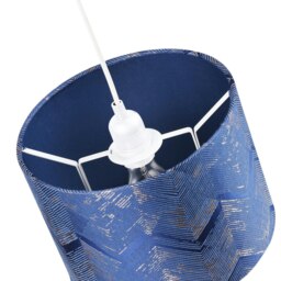 Rackhams Contemporary Midnight Blue Drum Lamp Shade with Gold and Silver Metallic Decor - thumbnail 4