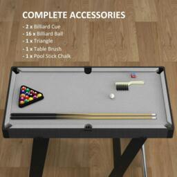Rackhams SPORTNOW 3.5ft Folding Pool Table, Snooker Table with Two Cues, 16 Balls, Chalk, Triangle, Brush - Grey - thumbnail 5