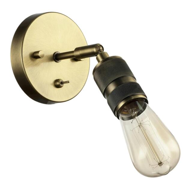 Rackhams Antique Brass Switched Wall Light with Adjustable Knurled Metal Head - image 1