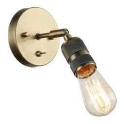 Rackhams Antique Brass Switched Wall Light with Adjustable Knurled Metal Head - thumbnail 2