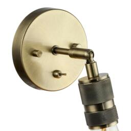 Rackhams Antique Brass Switched Wall Light with Adjustable Knurled Metal Head - thumbnail 5