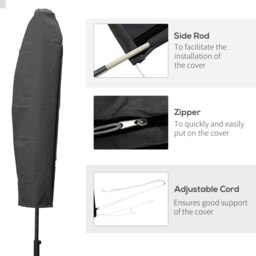 Rackhams Parasol Cover, Patio Cantilever Cover, Banana Umbrella Protector with Rod, Zipper for 2-4 m Parasol for Outdoor Garden, Patio, Dark Grey - thumbnail 4