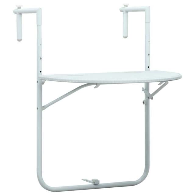 Rackhams Hanging Balcony Table White 60x64x83.5 cm Plastic Rattan Look