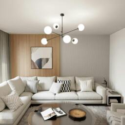 Rackhams LINEAR Pendant lamp 6 x E14 Black with White Shade - thumbnail 6