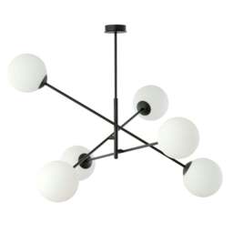 Rackhams LINEAR Pendant lamp 6 x E14 Black with White Shade