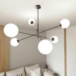 Rackhams LINEAR Pendant lamp 6 x E14 Black with White Shade - thumbnail 2