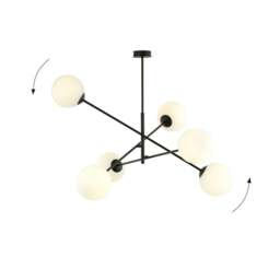 Rackhams LINEAR Pendant lamp 6 x E14 Black with White Shade - thumbnail 5
