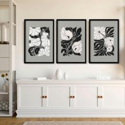 Rackhams Pictures For Living Room - Set of 3 Botanical Wall art Prints - A4 8.27 x 11.69 in / 21 x 29.7 cm - Satin Photo paper 280 gsm - Oak Frame - thumbnail 4