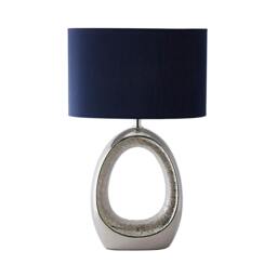 Rackhams Dott Chrome Ceramic Table Lamp with Blue Shade - thumbnail 1