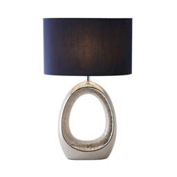 Rackhams Dott Chrome Ceramic Table Lamp with Blue Shade - thumbnail 3